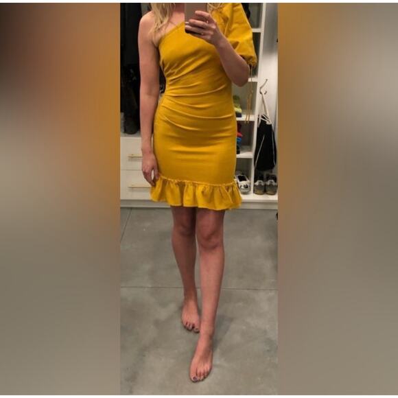 SIMKHAI One Shoulder Asymmetric Denim Dress Size 4 - Picture 5 of 5